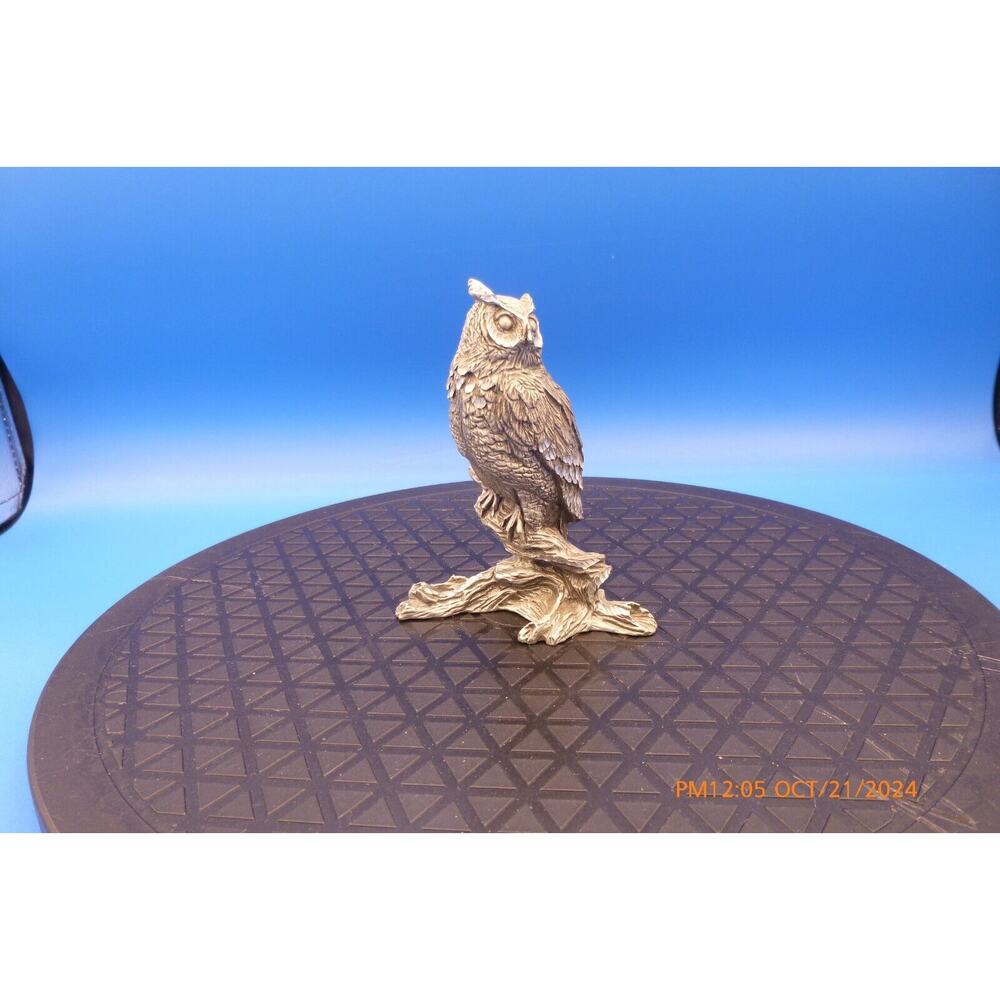 Vintage 1990 Pewter Owl Figurine Beautiful Detail Owl Masterworks Fine Pewter